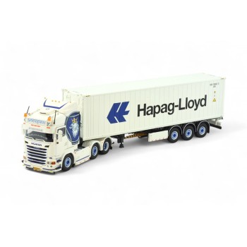 Tekno 86345 - Scania R 6x2 Truck Container Trailer 40ft Hapag Lloyd Container - Sneepels - Scale 1:50