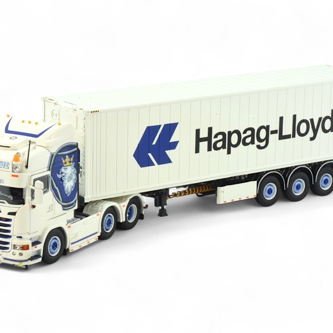 Tekno 86345 - Scania R 6x2 Truck Container Trailer 40ft Hapag Lloyd Container - Sneepels - Scale 1:50