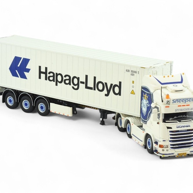 Tekno 86345 - Scania R 6x2 Truck Container Trailer 40ft Hapag Lloyd Container - Sneepels - Scale 1:50