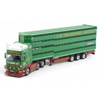 Tekno 86507 - Scania R-Serie Topline RHD 6x2 Truck With Houghton Parkhouse Livestock Trailer LJS Transport - Scale 1:50