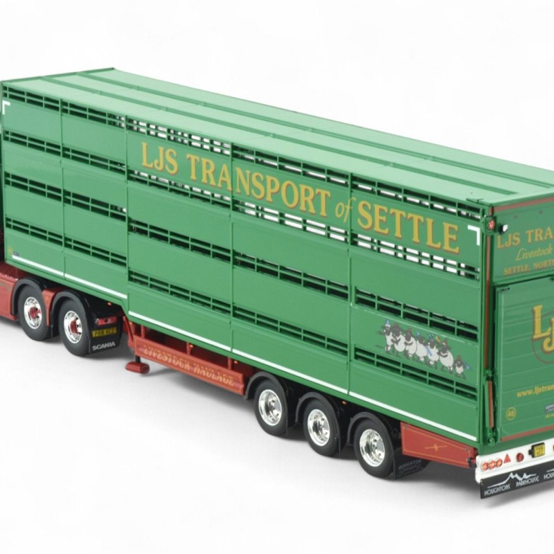 Tekno 86507 - Scania R-Serie Topline RHD 6x2 Truck With Houghton Parkhouse Livestock Trailer LJS Transport - Scale 1:50