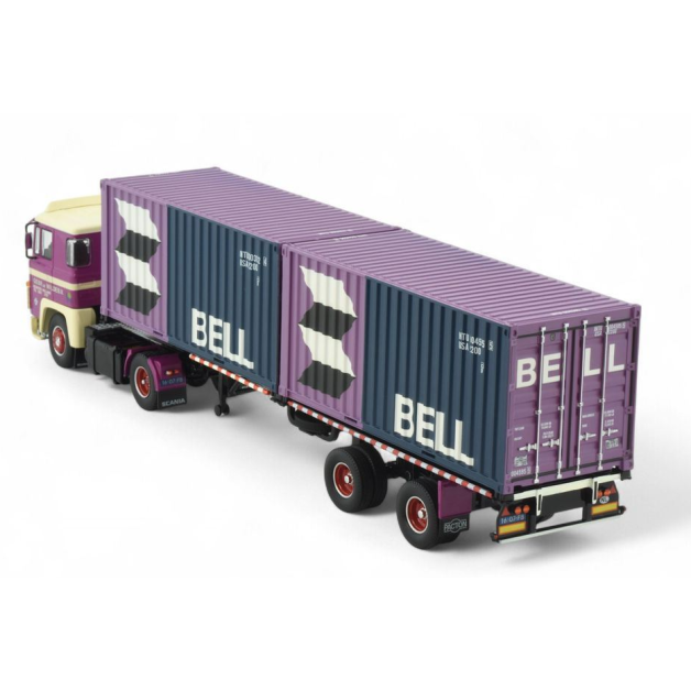 Tekno 86897  - Scania 140 Container Semitrailer + 2x 20ft Container Bell - De Wilde - Scale 1:50