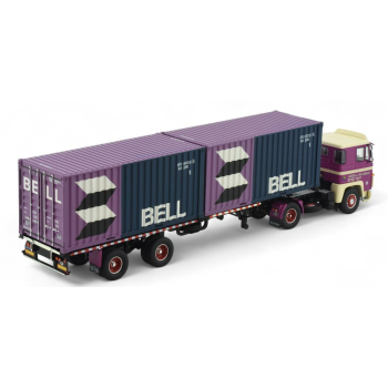 Tekno 86897  - Scania 140 Container Semitrailer + 2x 20ft Container Bell - De Wilde - Scale 1:50