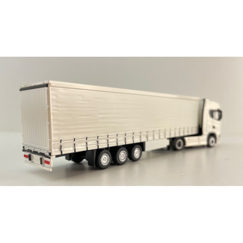 Tekno 87403 - Scania Next Gen S-Serie 4x2 Truck with Curtainside Semi 3-axle Trailer White - Scale 1:87