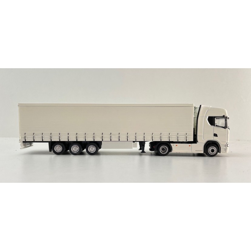 Tekno 87403 - Scania Next Gen S-Serie 4x2 Truck with Curtainside Semi 3-axle Trailer White - Scale 1:87