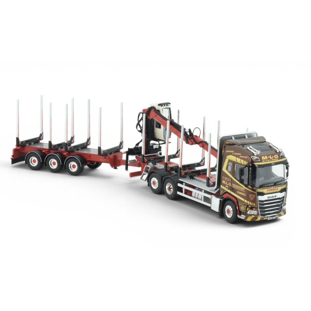 Tekno 86011 - DAF XF RHD Truck with Wood Transport Trailer - MLG Transport - Scale 1:50