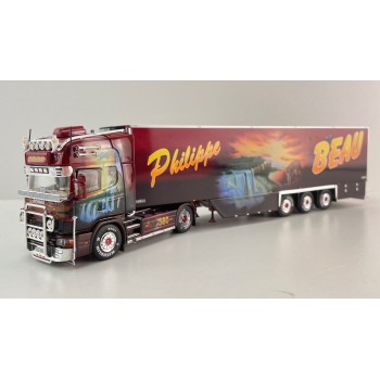 Tekno 86310 - Scania 4 Serie Topline 4x2 Truck with Reefer Trailer - Transport Beau Cougar - Scale 1:50