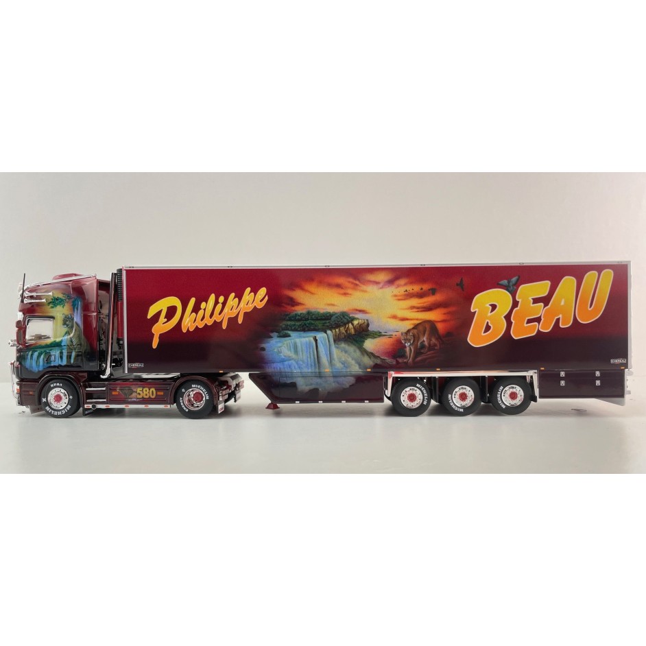 Tekno 86310 - Scania 4 Serie Topline 4x2 Truck with Reefer Trailer - Transport Beau Cougar - Scale 1:50