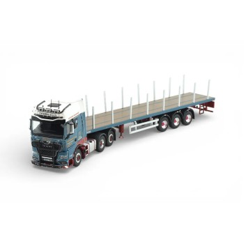 Tekno 87110 - MAN TGX GX 6x2 Truck RHD with Flatbed Wood Transport Trailer McKerral - Scale 1:50