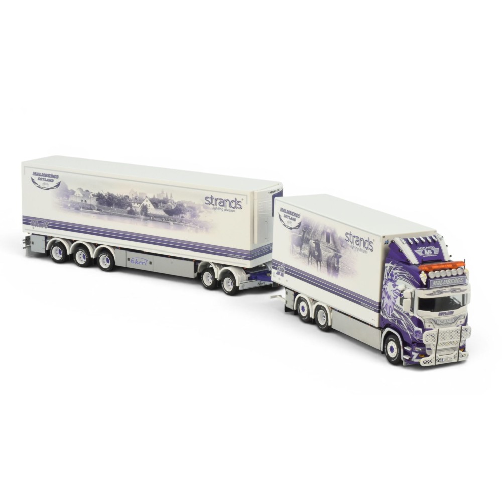 Tekno 87628 Scania Next Gen R-Series Highline 6x2 Truck with Reefer Trailer Sweden Combo - Malmbergs - Scale 1:50