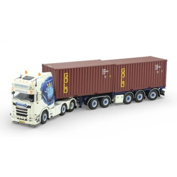 Tekno 88978 - Scania NGR-530 6x2 Truck with 5axle Flexi Container Trailer 2x 20ft Container Sneepels - Scale 1:50