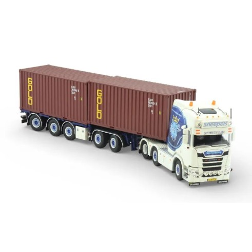 Tekno 88978 - Scania NGR-530 6x2 Truck with 5axle Flexi Container Trailer 2x 20ft Container Sneepels - Scale 1:50