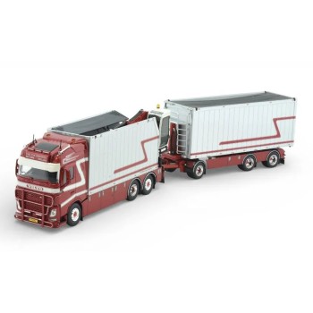 Tekno 89393 - Volvo FH04 Globetrotter Truck with Trailer & Zamac Opentop Containers G & J Van Leeuwen - Scale 1:50