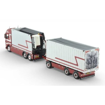 Tekno 89393 - Volvo FH04 Globetrotter Truck with Trailer & Zamac Opentop Containers G & J Van Leeuwen - Scale 1:50