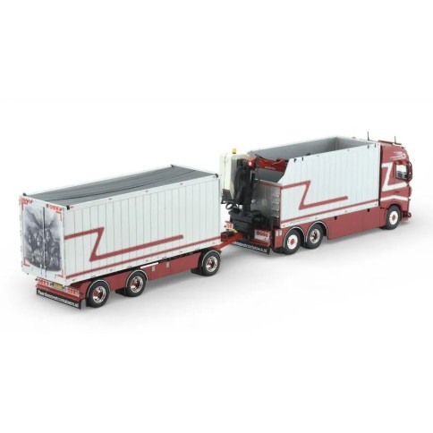 Tekno 89393 - Volvo FH04 Globetrotter Truck with Trailer & Zamac Opentop Containers G & J Van Leeuwen - Scale 1:50