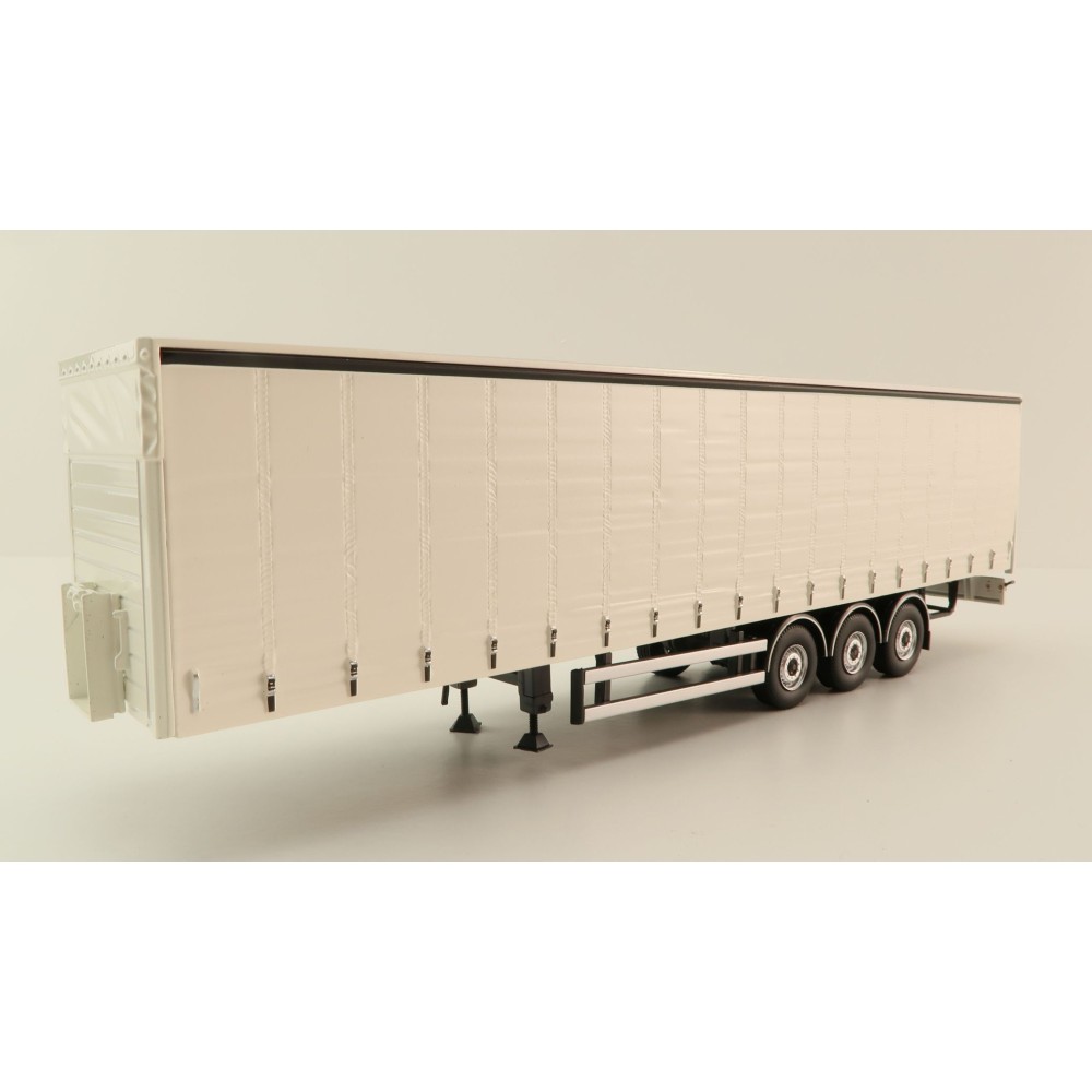 Tekno 63366-1 - Semi 3-axle Curtainside Trailer White - Scale 1:50