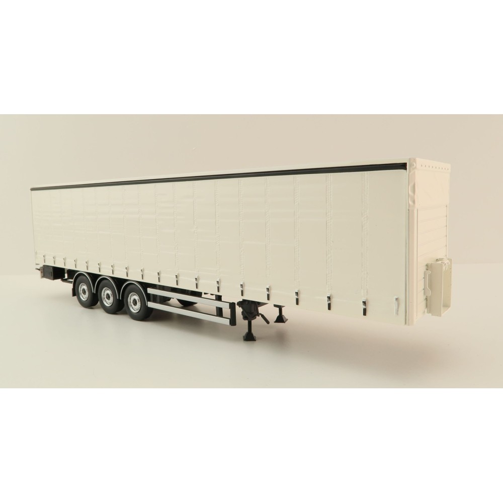 Tekno 63366-1 - Semi 3-axle Curtainside Trailer White - Scale 1:50