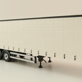 Tekno 63366-1 - Semi 3-axle Curtainside Trailer White - Scale 1:50