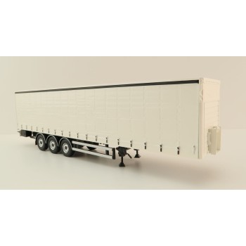 Tekno 63366-1 - Semi 3-axle Curtainside Trailer White - Scale 1:50