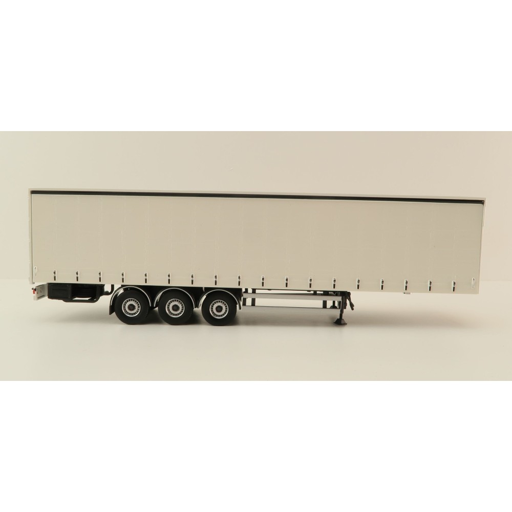 Tekno 63366-1 - Semi 3-axle Curtainside Trailer White - Scale 1:50