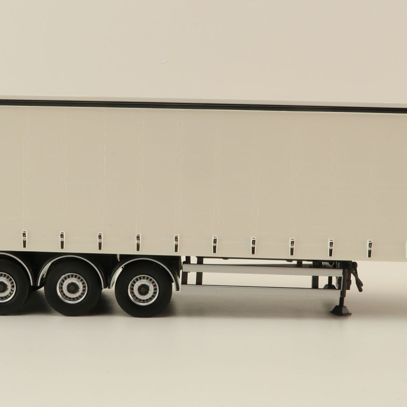 Tekno 63366-1 - Semi 3-axle Curtainside Trailer White - Scale 1:50