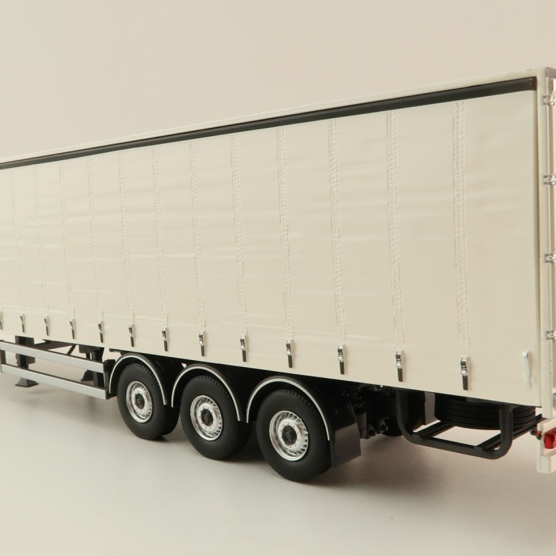 Tekno 63366-1 - Semi 3-axle Curtainside Trailer White - Scale 1:50