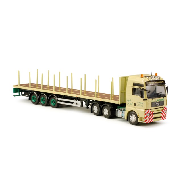 Tekno 63442 MAN TGA XXL Prime Mover 6x4 with 3 axle Flatbed Trailer H.N. Krane - Scale 1:50