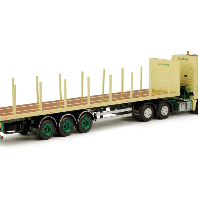 Tekno 63442 MAN TGA XXL Prime Mover 6x4 with 3 axle Flatbed Trailer H.N. Krane - Scale 1:50