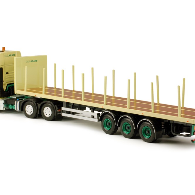 Tekno 63442 MAN TGA XXL Prime Mover 6x4 with 3 axle Flatbed Trailer H.N. Krane - Scale 1:50