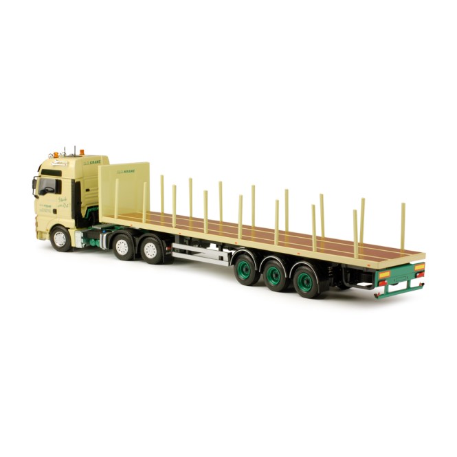 Tekno 63442 MAN TGA XXL Prime Mover 6x4 with 3 axle Flatbed Trailer H.N. Krane - Scale 1:50