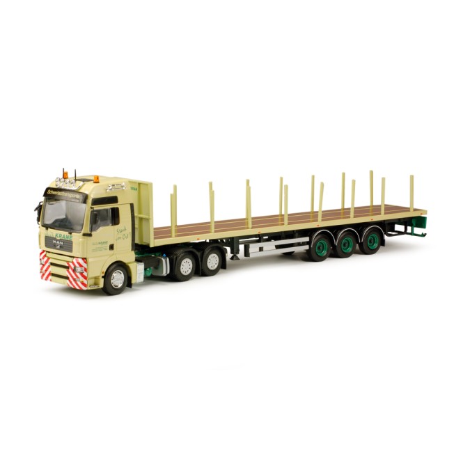 Tekno 63442 MAN TGA XXL Prime Mover 6x4 with 3 axle Flatbed Trailer H.N. Krane - Scale 1:50