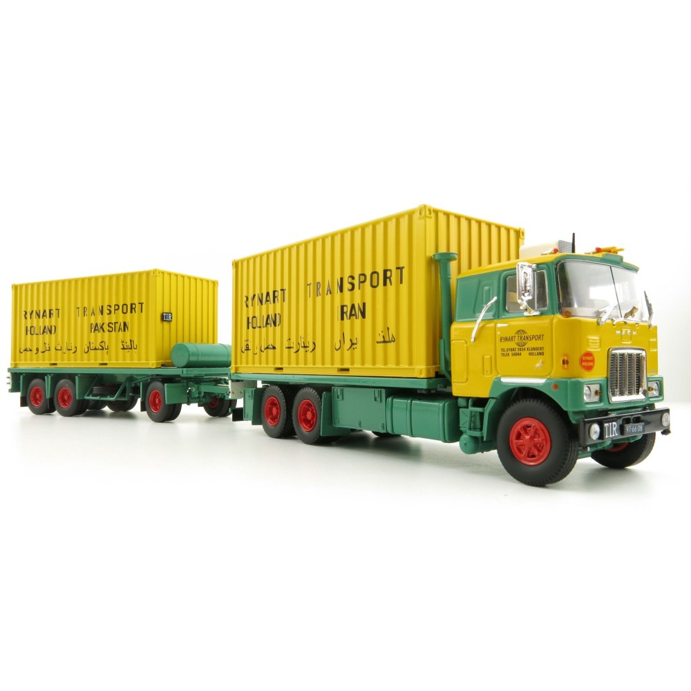 Tekno 71661 - Mack F700 3 Axle truck with 3 Axle Trailer 2x 20 ft Container Rynart - Scale 1:50