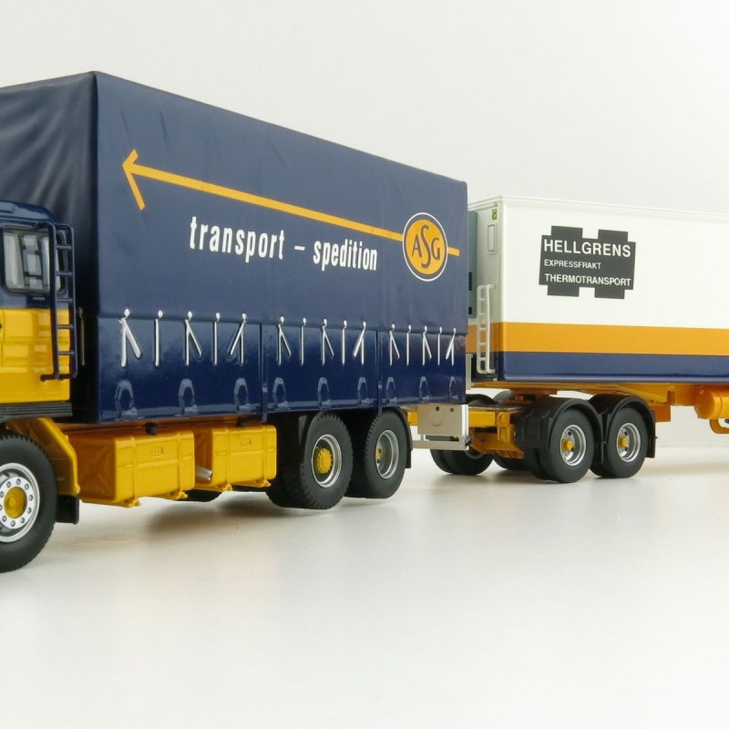 Tekno 74199 DAF 2800 Curtainside Truck with Reefer Trailer Sweden Combo - ASG - Scale 1:50