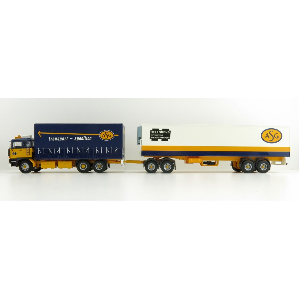 Tekno 74199 DAF 2800 Curtainside Truck with Reefer Trailer Sweden Combo - ASG - Scale 1:50