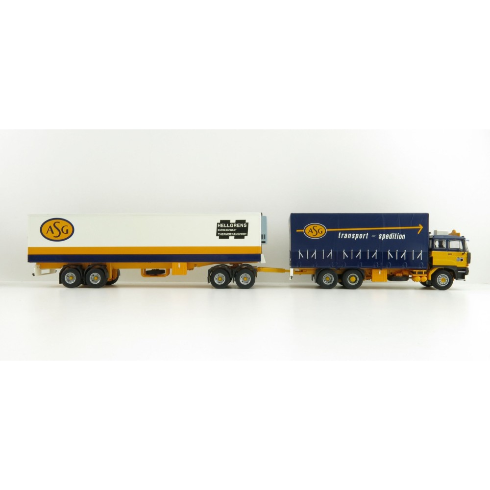 Tekno 74199 DAF 2800 Curtainside Truck with Reefer Trailer Sweden Combo - ASG - Scale 1:50