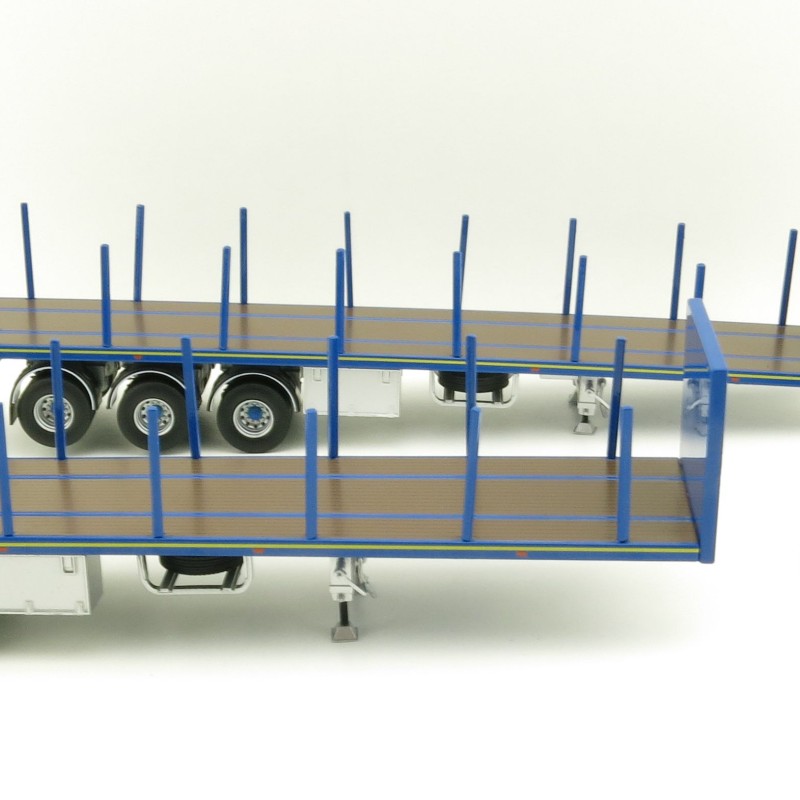 Tekno 74557 Australian Double Flatbed Trailer Set with Dolly Blue Scale 1:50
