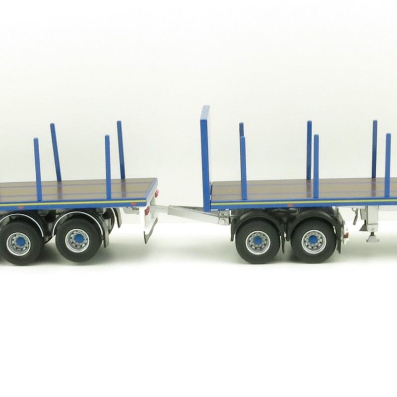 Tekno 74557 Australian Double Flatbed Trailer Set with Dolly Blue Scale 1:50