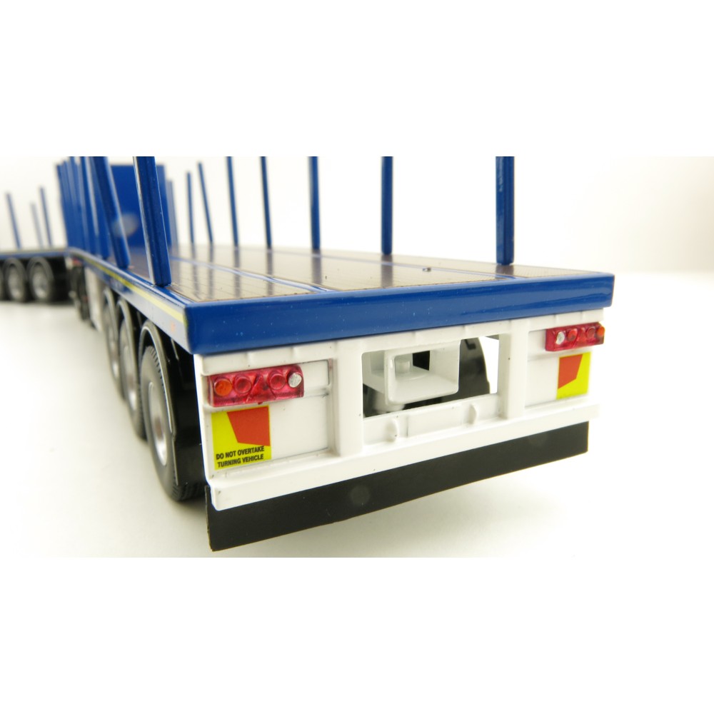 Tekno 74557 Australian Double Flatbed Trailer Set with Dolly Blue Scale 1:50