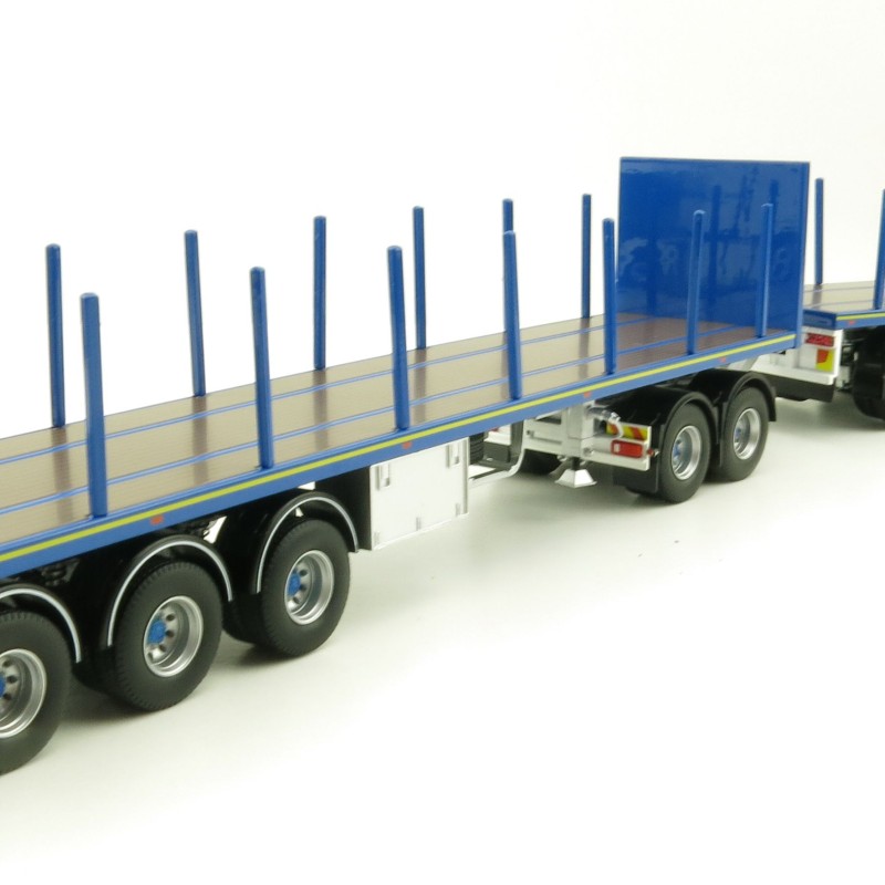 Tekno 74557 Australian Double Flatbed Trailer Set with Dolly Blue Scale 1:50