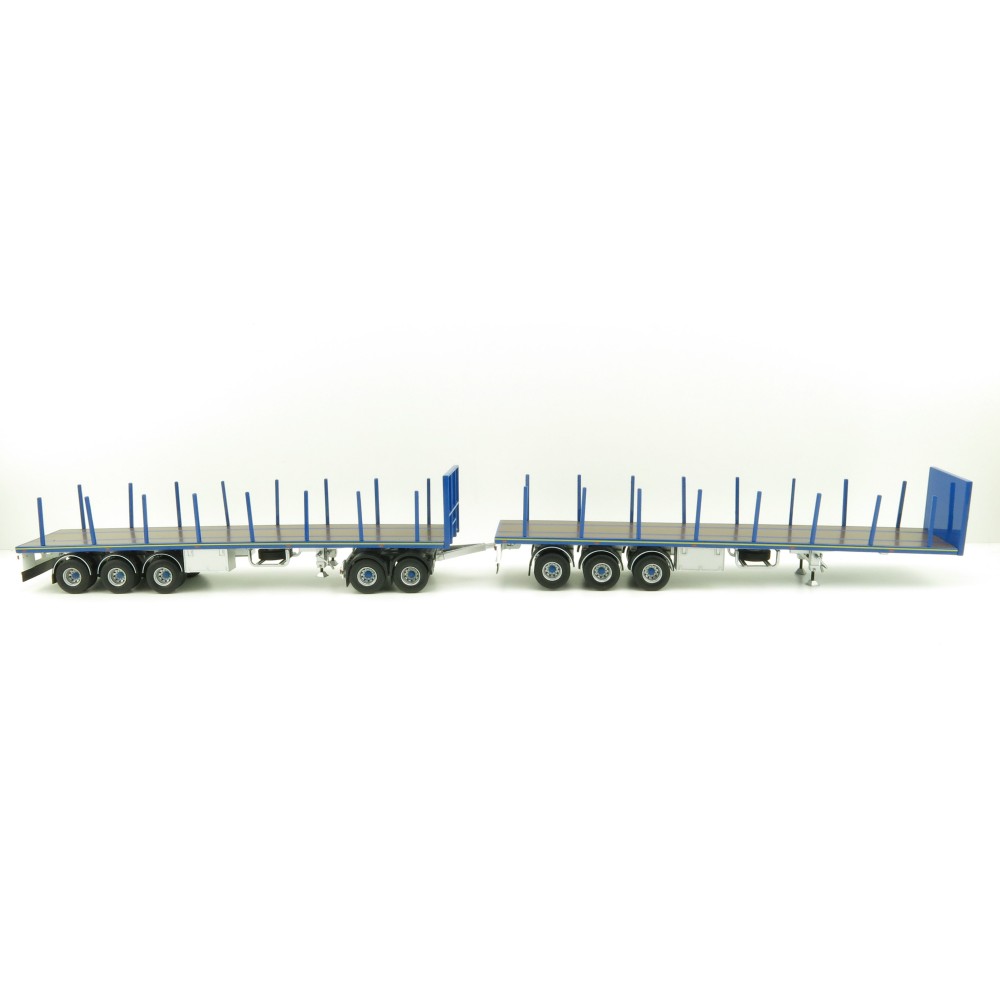 Tekno 74557 Australian Double Flatbed Trailer Set with Dolly Blue Scale 1:50