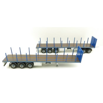 Tekno 74557 Australian Double Flatbed Trailer Set with Dolly Blue Scale 1:50