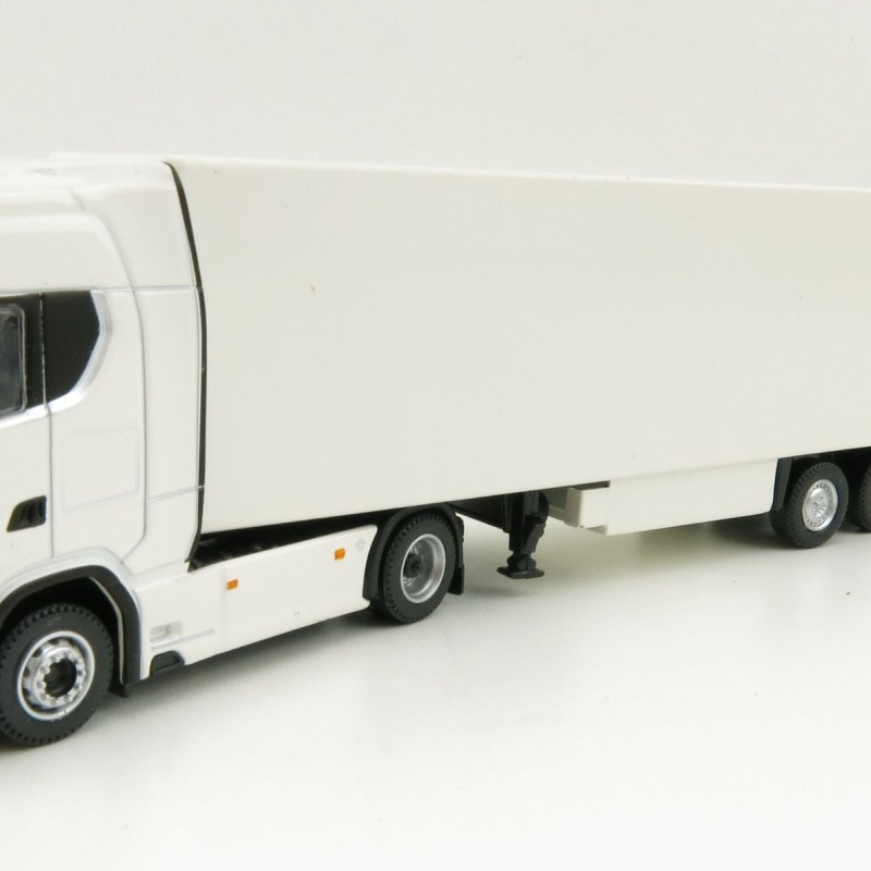 Tekno 74752-1 - Scania Truck with Semi 3-axle Box trailer White - Scale 1:87