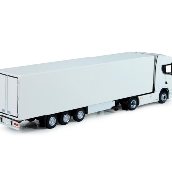 Tekno 74752-1 - Scania Truck with Semi 3-axle Box trailer White - Scale 1:87