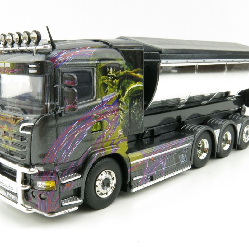 Tekno 75065 Scania R-serie Truck 4axle with Hookarm and Asphalt Container - Gahne Akeri - Scale 1:50