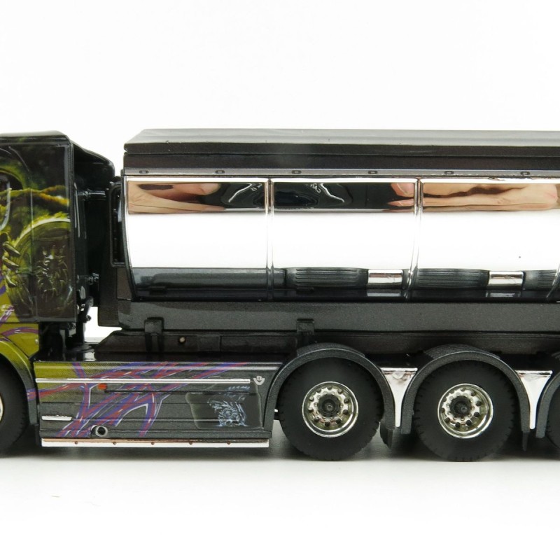 Tekno 75065 Scania R-serie Truck 4axle with Hookarm and Asphalt Container - Gahne Akeri - Scale 1:50