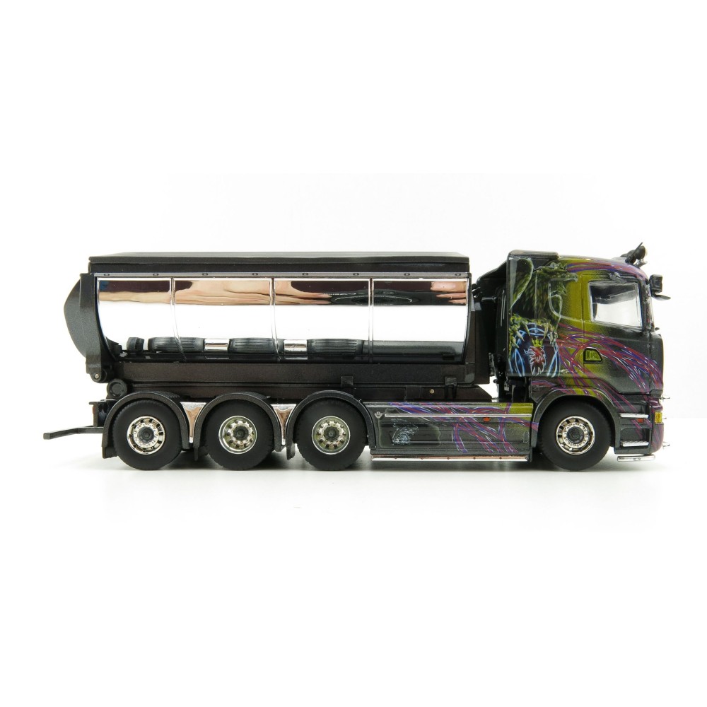 Tekno 75065 Scania R-serie Truck 4axle with Hookarm and Asphalt Container - Gahne Akeri - Scale 1:50