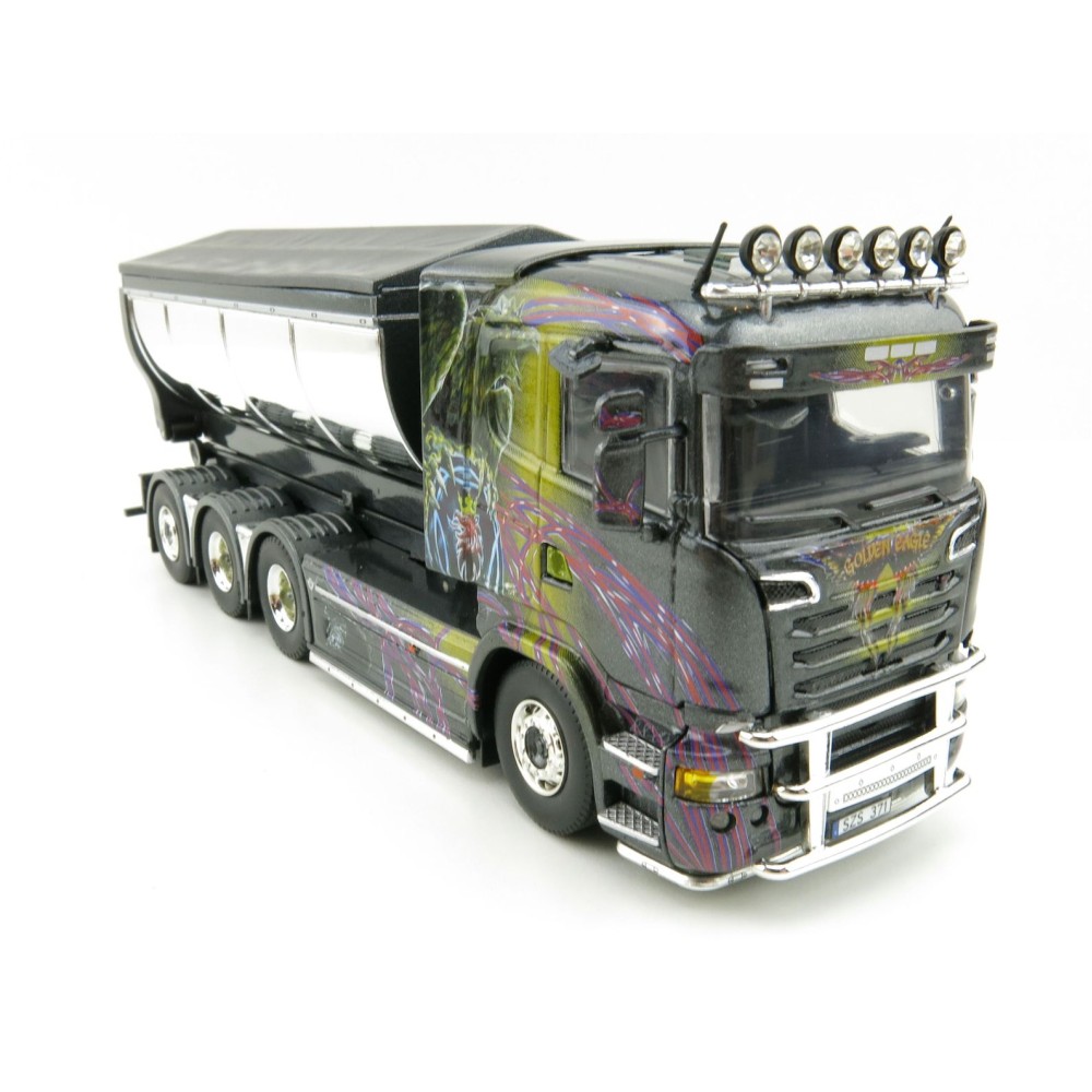 Tekno 75065 Scania R-serie Truck 4axle with Hookarm and Asphalt Container - Gahne Akeri - Scale 1:50