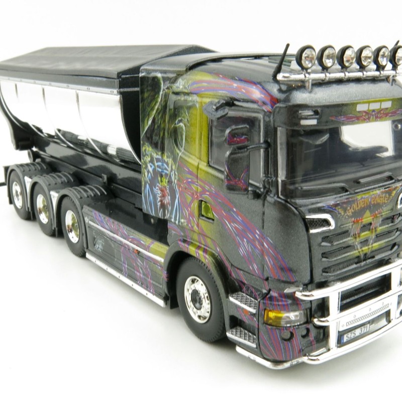 Tekno 75065 Scania R-serie Truck 4axle with Hookarm and Asphalt Container - Gahne Akeri - Scale 1:50
