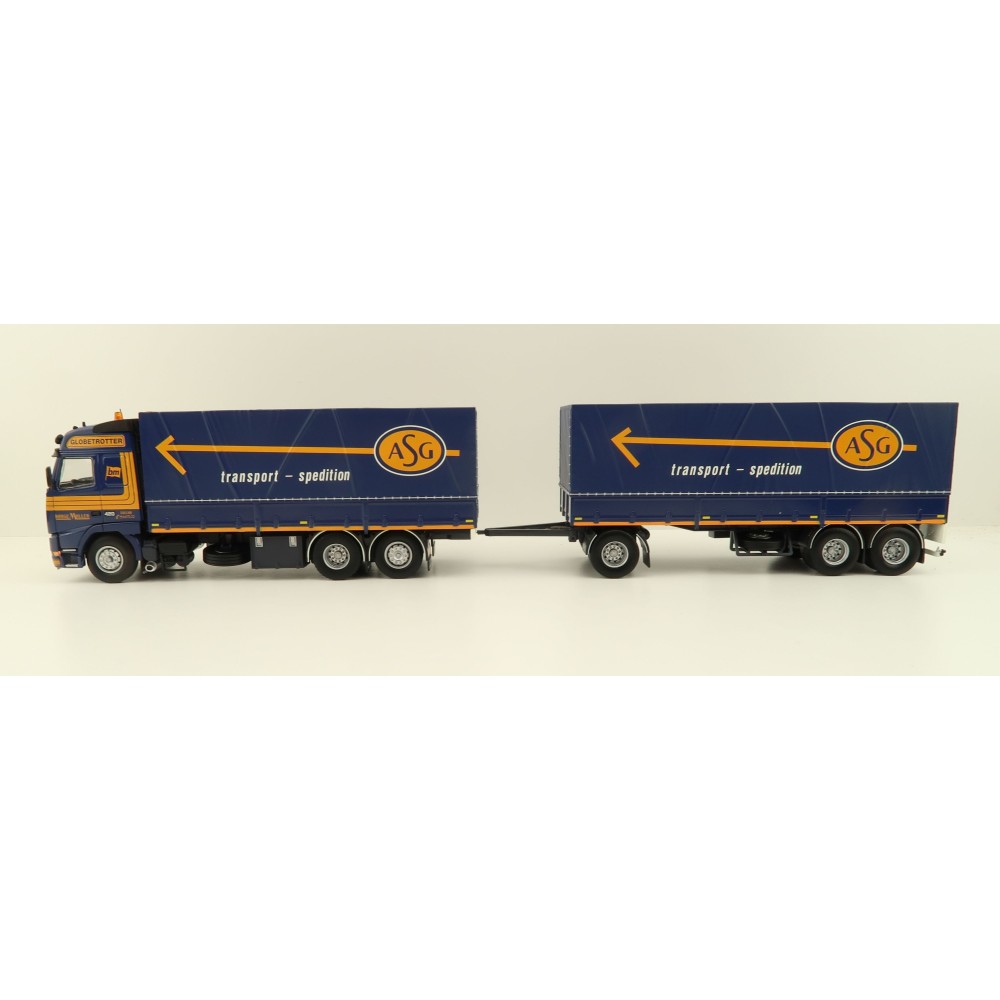 Tekno 81222 - Volvo FH12 Globetrotter Rigid Truck with Trailer Curtainside - Borge Moller ASG - Scale 1:50