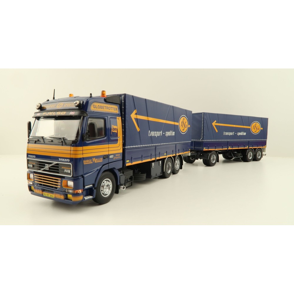 Tekno 81222 - Volvo FH12 Globetrotter Rigid Truck with Trailer Curtainside - Borge Moller ASG - Scale 1:50